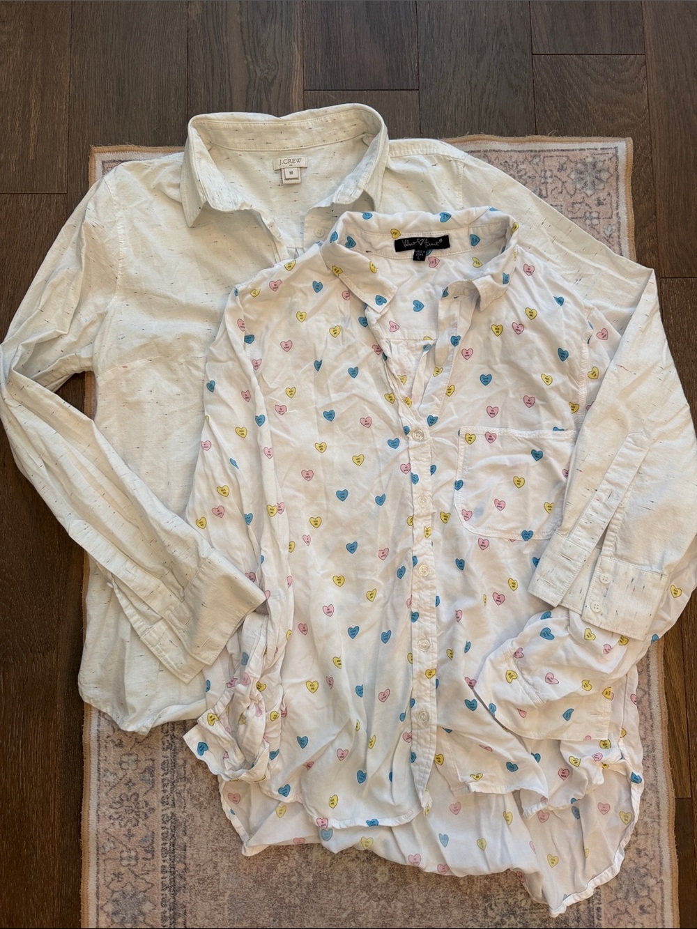 Lightweight White Button-Up Shirt Set of 2- J Crew & Candy Hearts